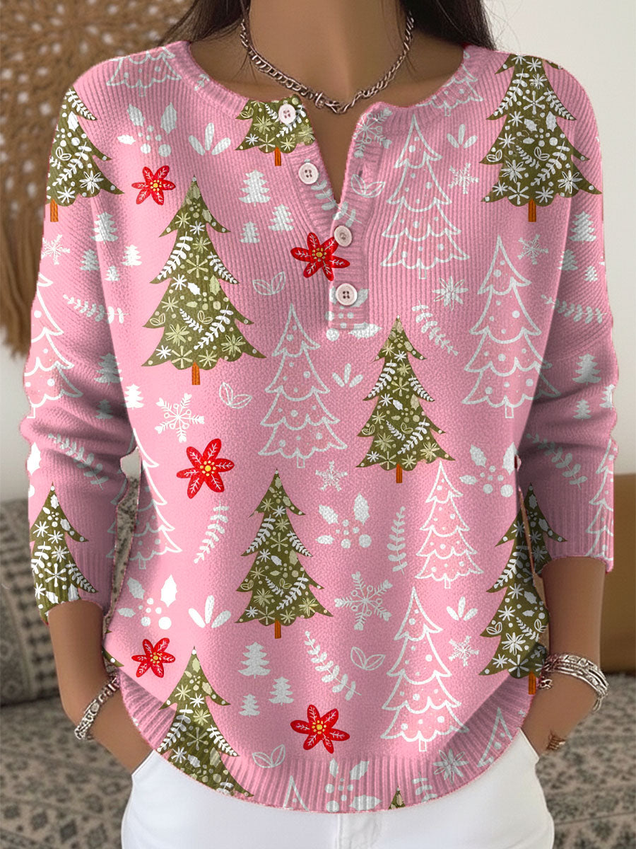 Evergreen| Christmas Sweater with Decorative Buttons