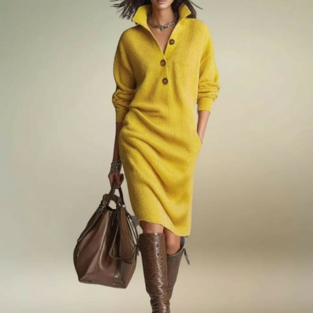 Snow | Elegant Winter Dress with Buttons