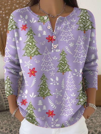 Evergreen| Christmas Sweater with Decorative Buttons