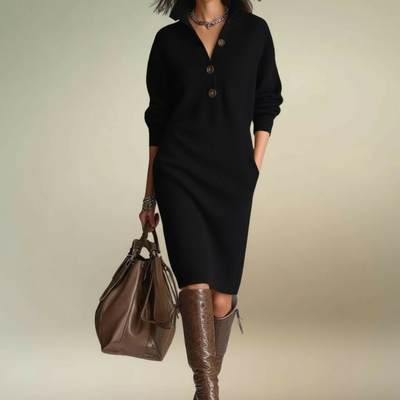 Snow | Elegant Winter Dress with Buttons