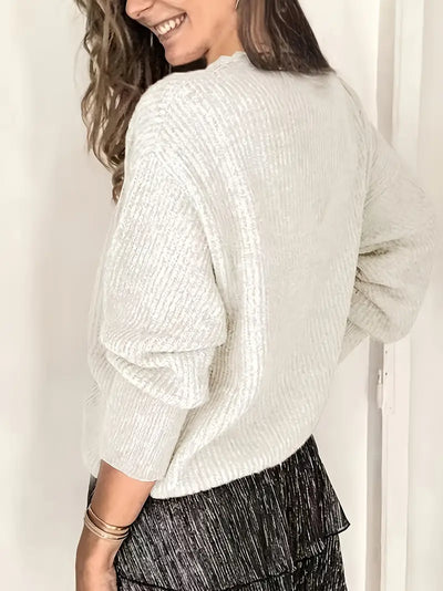 Lena | Elegant V-Neck Cable Knit Sweater