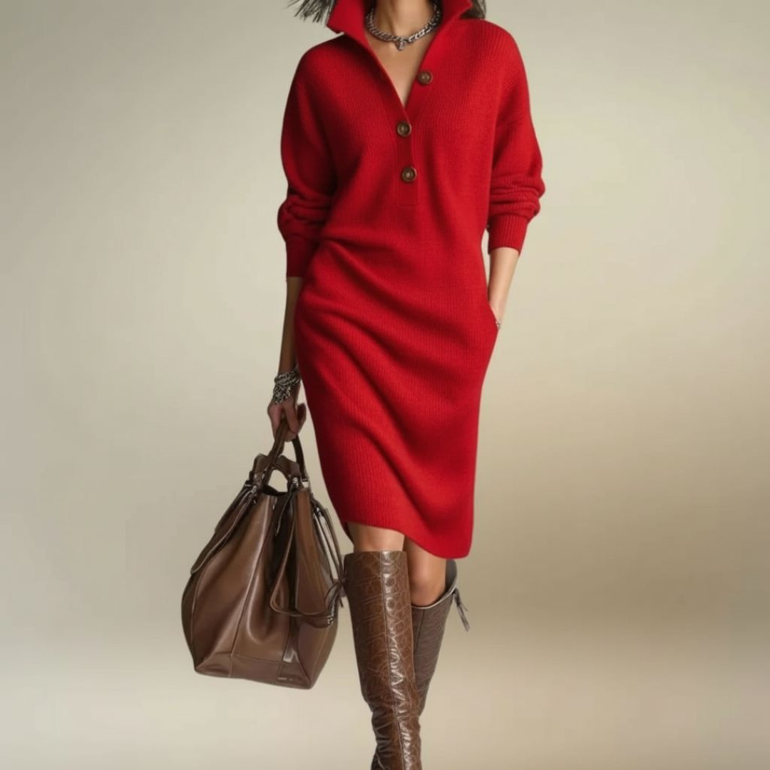 Snow | Elegant Winter Dress with Buttons