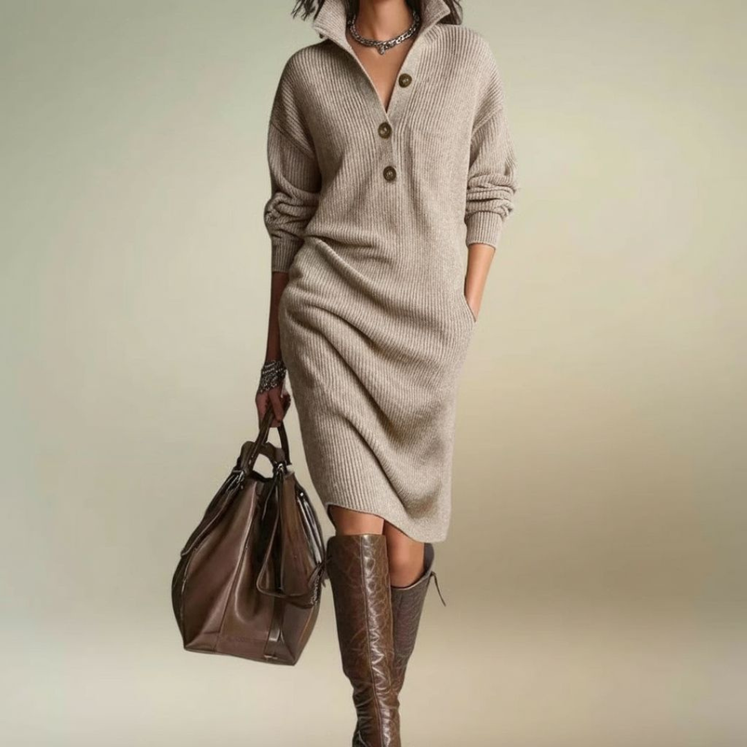Snow | Elegant Winter Dress with Buttons
