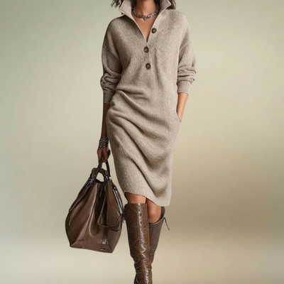 Snow | Elegant Winter Dress with Buttons