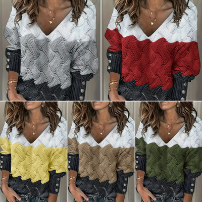 Elise - Elegant V-Neck Knitted Sweater