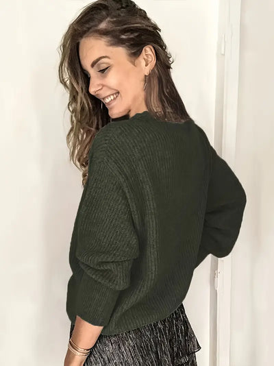 Lena | Elegant V-Neck Cable Knit Sweater