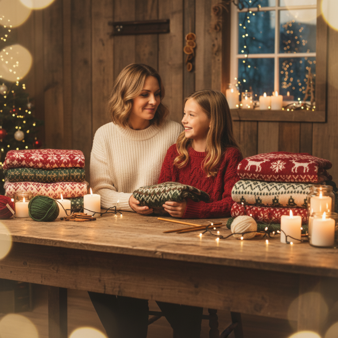 Evergreen| Christmas Sweater with Decorative Buttons