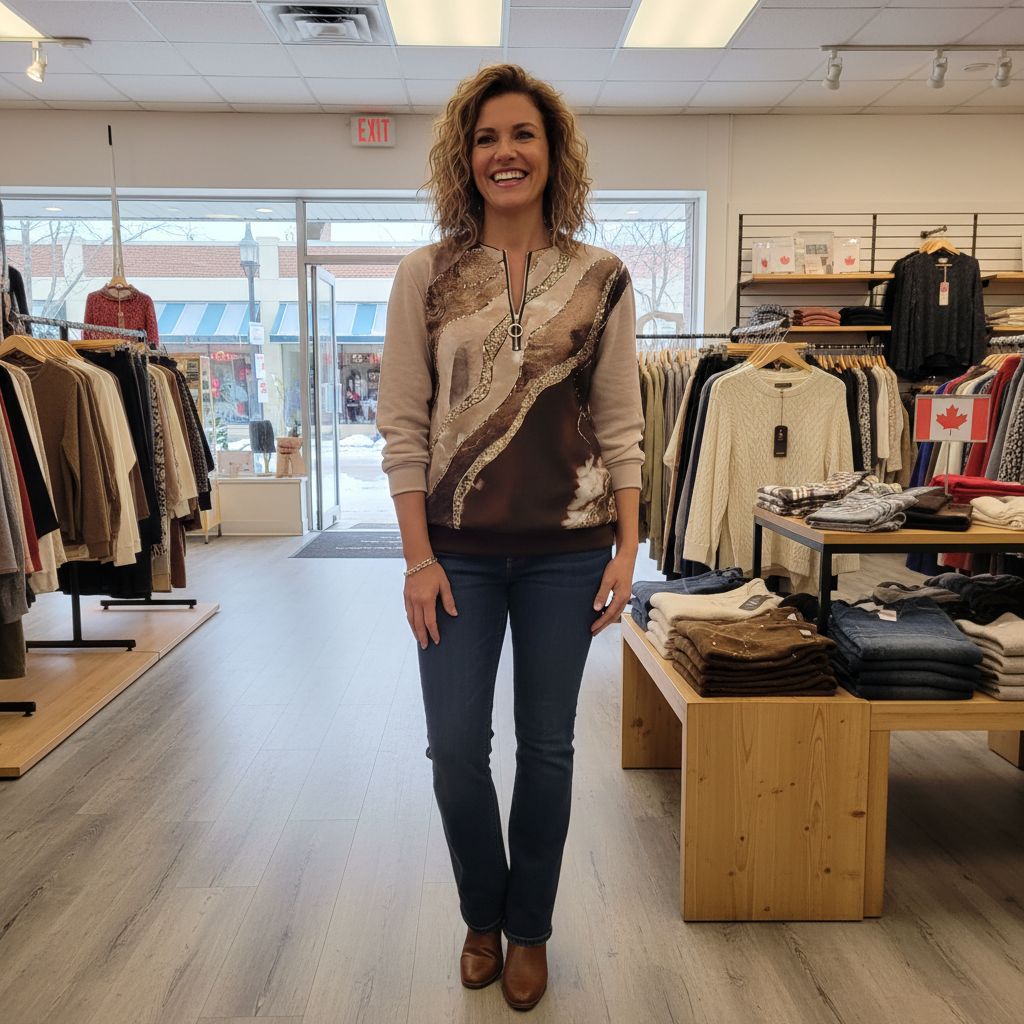 Harper | Half-Zip Sweatshirt With Vintage Print